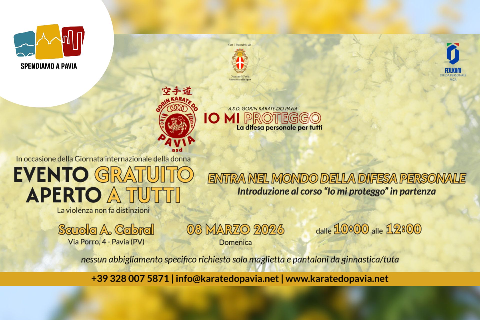 8 marzo a Pavia: difesa personale gratuita con ASD Gorin Karate-Do