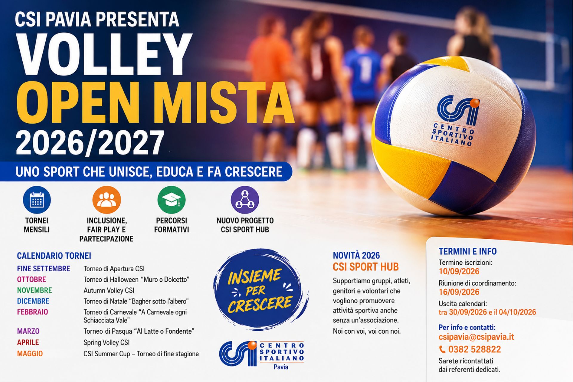CSI Pavia presenta il Volley Open Mista 2026/2027: uno sport che unisce, educa e fa crescere