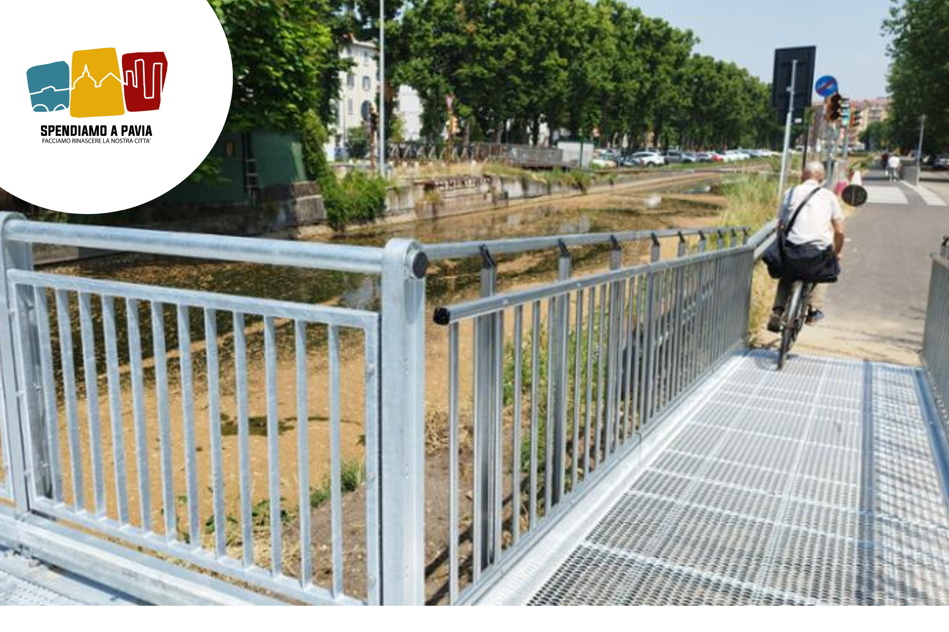 Pavia, aperta al transito la nuova passerella sul Naviglio: via libera a pedoni e biciclette
