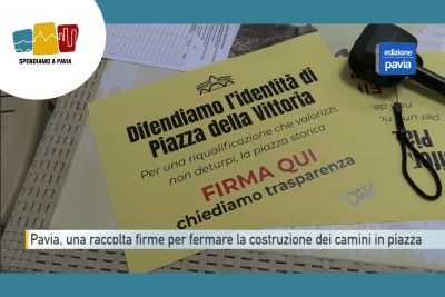 Pavia, protesta contro i camini in piazza della Vittoria: raccolta firme dei commercianti