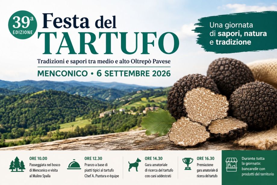 Festa del Tartufo a Menconico: il 6 settembre torna l’appuntamento tra sapori, natura e tradizione